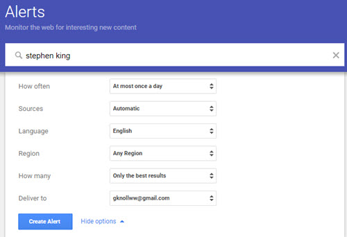 Stephen King Google Alert